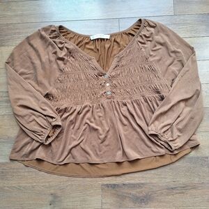 ⭐️ 3/$20 Lucky Brand Women's Top, Brown Size XL